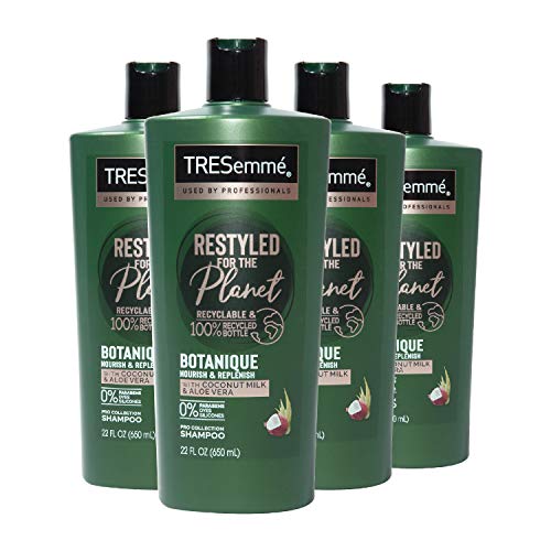 TRESemmé Botanique Shampoo Nourish and Replenish Coconut and Aloe Vera, Paraben-free, Dye-free, Silicone free Shampoo for Dry Hair,22 Fl Oz (Pack of 4)