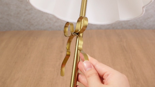 Image of Gold Bow Table Lamp for Girls Room 16 Inch Large Coquette Bow Table Lamp with Scalloped Fabric Shade Modern Decorative Desk Light for Nightstand Living Room Nursery Bedroom
