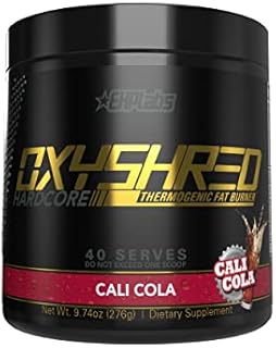 EHPlabs OxyShred Hardcore Thermogenic Pre Workout Shredding Supplement - Promotes Shredding, Energy Booster, Pre-Workout, Mood Booster - Cali Cola, 40 Servings