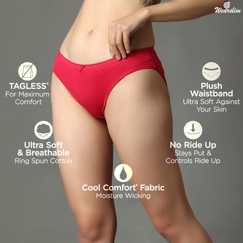 Image of Wearslim Premium Women Soft and Comfortable Women's Cotton Bikini No Show Panty | Ladies Invisible Breathable Briefs Soft Stretch Hipster Underwear