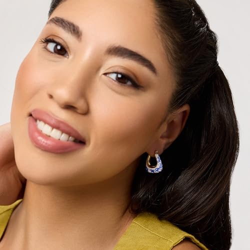 Ana Luisa Sphere Hoop Earring -Abby and Dakota Styles Womens Earrings - Trendy 14K Gold Plated, Silver Rhodium Plated w/Blue Marble - Mini Huggie Hoop Earrings for Women Hypoallergenic & Tarnish-Free4