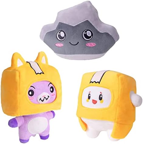 Nasdict 3Pcs Cartoon Plush Foxy and Boxy and Rocky Plush, Removable Anime Figure Soft Stuffed Plushies for Kids and Fans, Easter Valentine Christmas Birthday Gift for Teens Kids and Fans