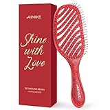 AIMIKE クッションブラシ 細い髪用ブラシ デタングリングブラシ もつれ解除 頭皮にやさしい ヘアブラシ 絡まない パドルブラシ 切れ毛対策 くし 柔らかい 痛くない サラサラ 髪 レディース 猫・犬兼用