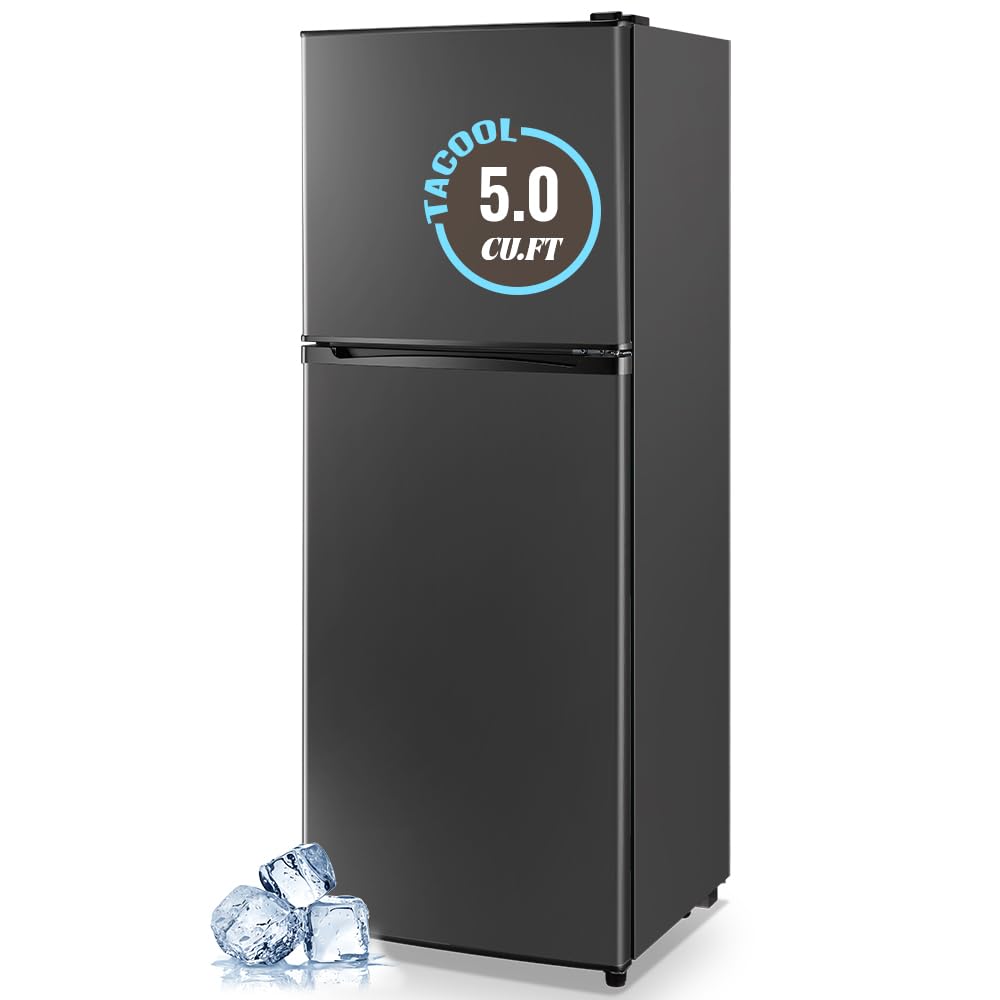 TACOOL Small Refrigerator with Freezer Double Door Mini Fridge Top Freezer Adjustable Temperature for Dorm Office Apartment Dark Gray | Fridge.com