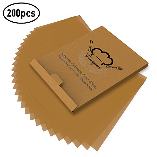 200pcs Parchment Paper Baking Sheets, Fungun 12x16" Non-Stick Unbleached Precut Parchment Paper