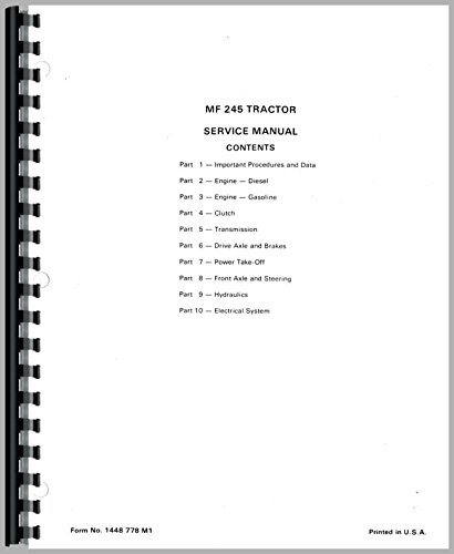 Service Manual Massey Ferguson 245 Tractor      Plastic Comb