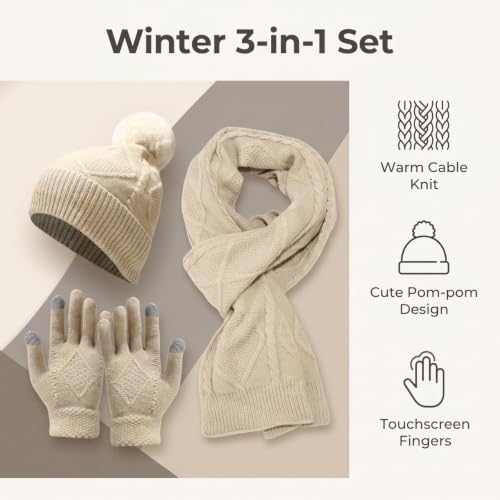 Conjunto gorro bufanda guantes invierno hombre y mujer traje cálido azul engrosado 3