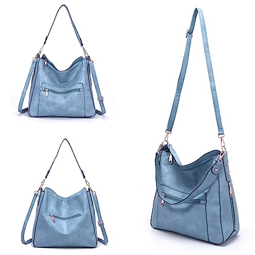 Image of Qiyuer 13 inch Women Spacious Soft PU Handbag Hobo Bag Purse Wallet Set 4pcs | Large, Dual-use Crossbody & Shoulder Bag, Multi-pocket, Divided Compartments, Fits Tablet, Versatile for Daily & Work