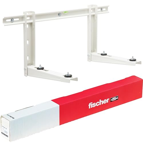 RODIGAS Wandkonsole made in Italy für Klimageräte oder Wärmepumpen bis 120 Kg inkl. Zubehör 6 Fischer Halterungen für Klimaanlage Außenmotor KLIMA KLIK 465 mit Schnellkupplung mit Querstange, inklusive 1 Regal KLIMA KLIK 465, 3 Nylondübel SX 12 BM, 3 TE-Schrauben, 3 Rosetten, 524500