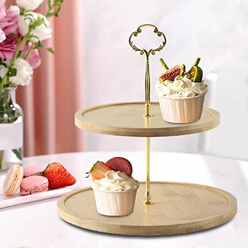 Qianly Suporte para bolo de madeira, bandeja de, mesa de, suporte redondo, multifuncional, para, par