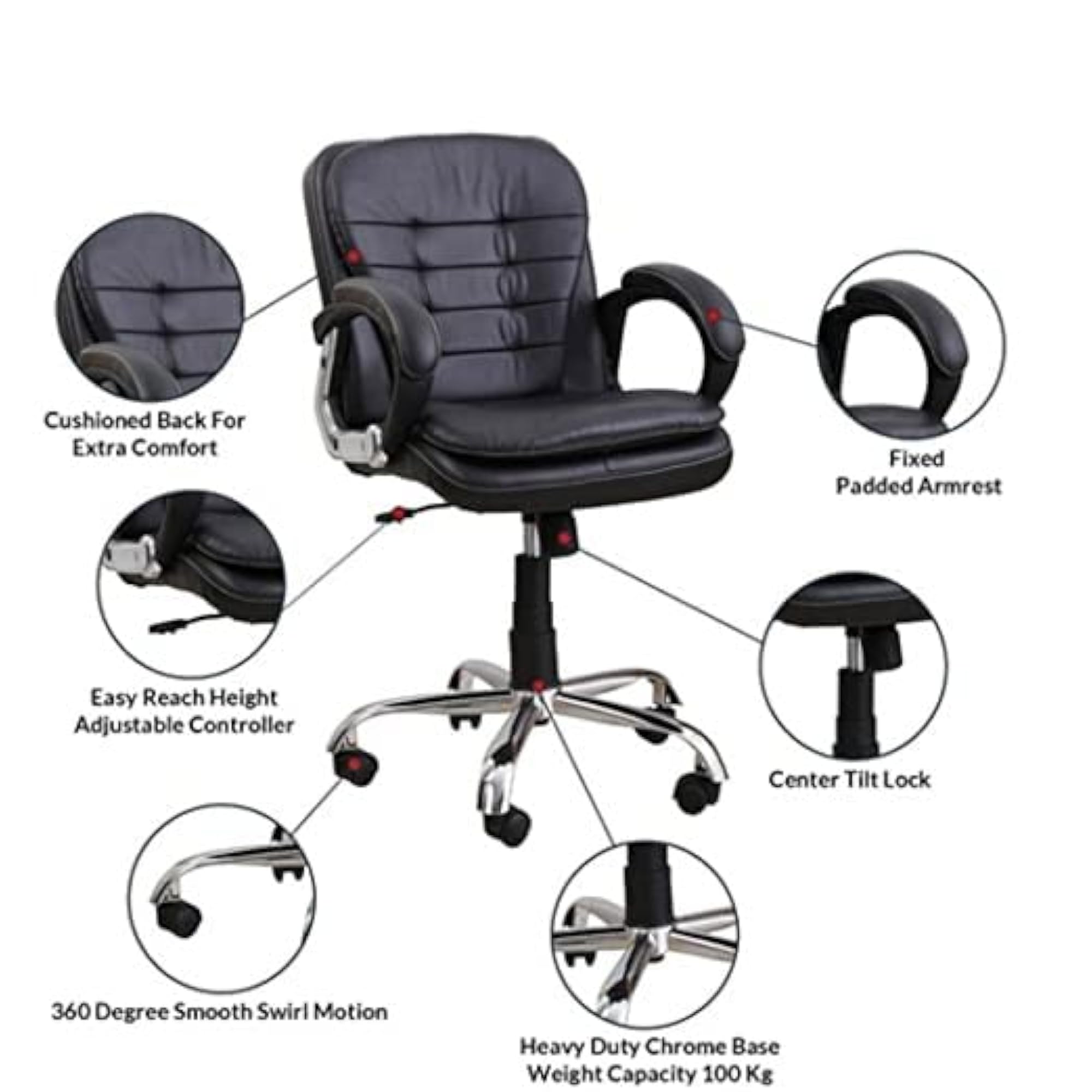 High Back Brown Cushioned Leatherette Executive Boss Chair