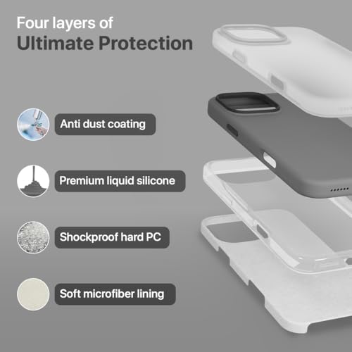 Image of CASEGEAR Silicone Snap Fit Back Cover Case Compatible with iPhone 16 Pro Max | 8 Feet Drop Protection | Compatible with MagSafe | 360 Protection | Shockproof & Scratch Resistant | Grey