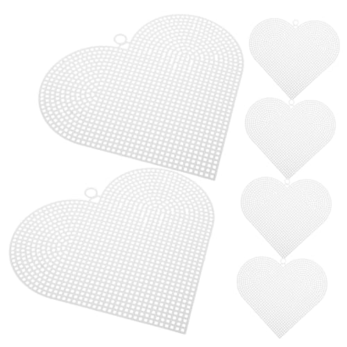 Operitacx 6piezas Láminas De Malla Plástica Formas De Corazón Para Bordado Manualidades y Decoración De Bolsos Lona Plástica Flexible Accesorios De Costura Láminas