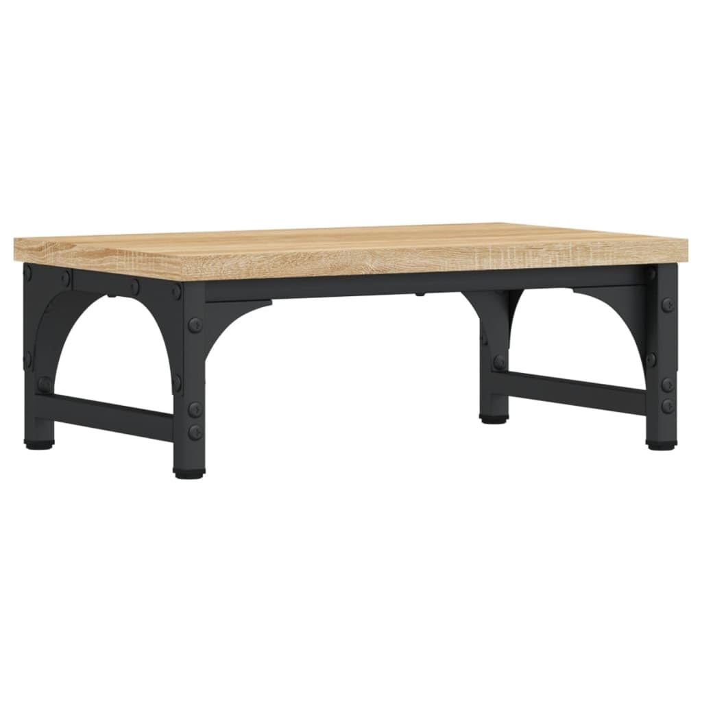 Supporto per monitor in rovere Sonoma in legno e metallo, 37 x 23 x 14 cm, regolabile in altezza, ergonomico, come supporto da scrivania per ufficio, home office e gaming