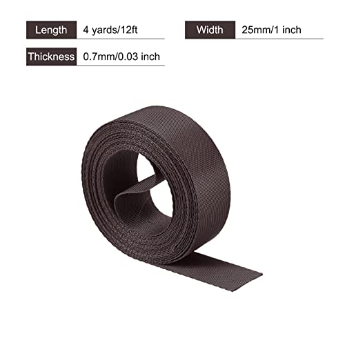 Image of MECCANIXITY Flat Nylon Webbing Strap 1 Inch 4 Yards Khaki for Backpack, Cargo Strap, Luggage-rack