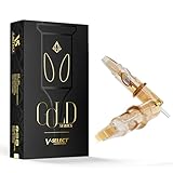EZ Aiguilles pour Cartouches de Tatouage - Cartouche de 20pièces à Cœur en Titane Et Revêtement Doré #12 (9RM) 0.35MM Standard Round Magnum Pour Machine à Tatouer - Série V Select Gold