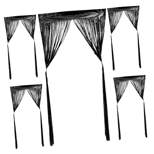 Amosfun 5 Piezas Cortina de Puerta con borlas Fondo de Cortinas oropel de fotomatón decoración Pared decoración de Pared Cortina de la Puerta de oropel Cortina con Flecos de oropel Black