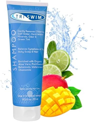 TRISWIM Shampoo per la rimozione del cloro, 241 g, rimuove cloro, bromo, minerali di acqua dura e acqua salata, idrata e ripristina i capelli, sicuro per capelli trattati con colore, lime + profumo di | shampoo per capelli