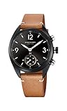 Montre KRONABY pour Homme S3116/1 Apex Boîtier en Acier Inoxydable Noir Bracelet en Cuir Marron