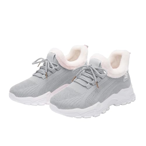 Best Sneakers for Winter Walking: Stay Warm and Dry 15 Rianclud Womens Mens Sneakers Warm Comfortable Breathable Shoes Fur Lined Slip On Sneakers Lightweight Non Slip Walking Running Shoes Winter Snow Boots Grey