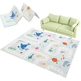 ARATERVIO Faltbare Baby-Spielmatte – Extra große, wasserdichte Krabbelmatte aus weichem Schaumstoff, rutschfeste und tragbare Bodenspielmatte für Säuglinge und Kleinkinder (B - 180 x 200 cm)