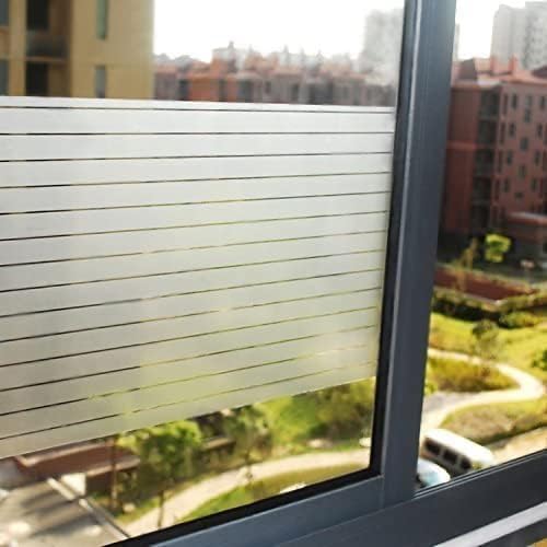 Lifetree Fensterfolie Nadelstreifen Blickdicht Sichtschutzfolie, 60x200cm | Milchglasfolie fenster selbsthaftend Statisch Haftend Sonnenschutzfolie fenster innen ohne Klebstoff Ant