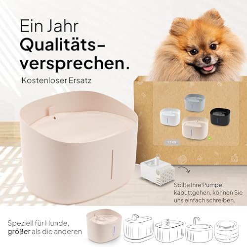 Pretty Paw Trinkbrunnen für Hunde mit 7L Wassertank - Super leiser Hunde Trinkbrunnen - BPA-freier Hundebrunnen mit Filter & LED - Leicht zu reinigender Dog Wasserspender
