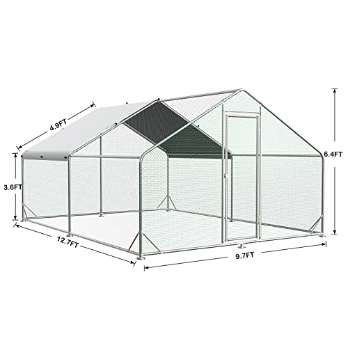 Unovivy Large Metal Chicken Coop Run, Walk-In Poultry Cage Heavy Duty Chicken Runs, Chicken Pen With Waterproof Cover, Ducks Rabbits Habitat Spire Shaped Outdoor Farm Use (60.14 Square Feet) #TOP6