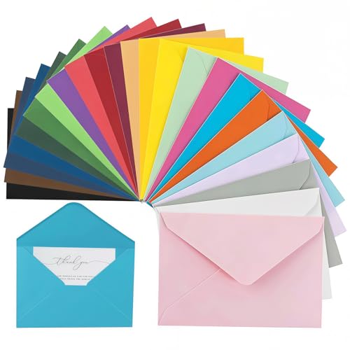 115 Stück Briefumschläge Bunt, 23 Farben Farbige Briefumschläge, 16x11cm Bunte Umschläge, Munzumschläge Bunt für Geburtstage Partys Hochzeiten