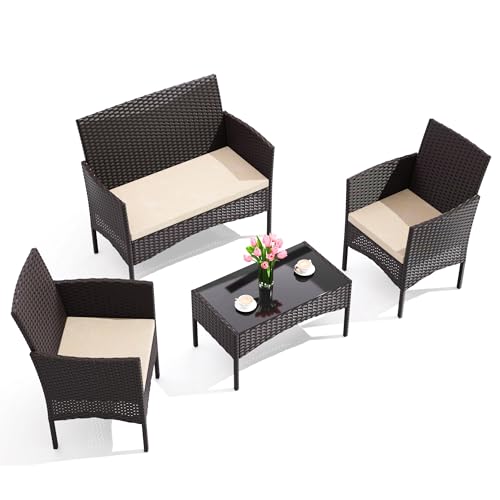 Gotland 4-Piece Wicker Patio Set
