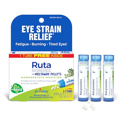 Boiron Ruta Graveolens 6C Homeopathic Medicine for Eye Strain Relief Fatigue Burning or Tired Eyes - 3 Count (240 Pellets)