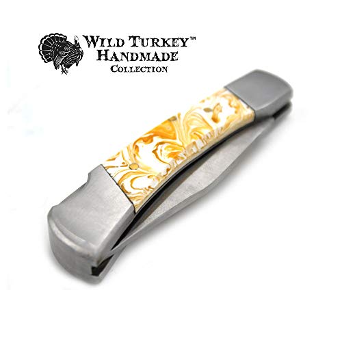 Wild Turkey Handmade Collection Folding Knife W/Leather Sheath Hunting Razor Sharp Blade #TOP5