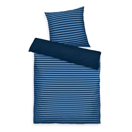 TOM TAILOR Renforcé-Bettwäsche, 80x80 cm + 155x220 cm, 100% Baumwolle/ Renforcé, mit Wendemotiv und farbigem Markenreißverschluss, MEDIUM STRIPES...