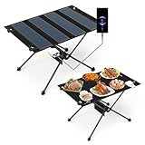 ESOTAB ECOeshiner Solar Folding Table 28W, Camping Table - Solar Charging, Mesh Bag, Two USB Ports, Heat + Water + Splash Resistant, Solar Powered, Beach Table, Picnic Table, Outdoor Table