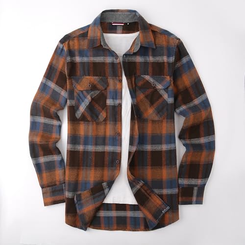 Alex Vando Mens Button Down Shirts Regular Fit Long Sleeve Casual Plaid Flannel Shirt