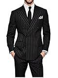 HUUTOE Mens Double Breasted Suit Black Suit for Men Regular Fit for Formal Business Tuxedos for Men - Traje de Novio para Boda Hombre Medium