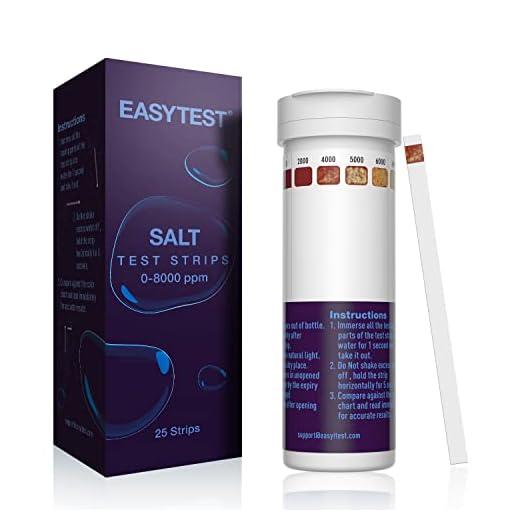 Saltwater Pool Test Strips, Swimming Pool and Spa Salt Test Strips Kit for Sodium Chloride Content 0-8000 ppm, 25 Count