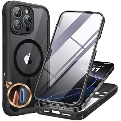 Miracase Magnetic for iPhone 16 Pro Max Case 6.9'' [Compatible with MagSafe] Full-Body Phone case with Built-in Glass Screen Protector& Camera Protector,Drop Proof 16 Pro Max Cover,Black