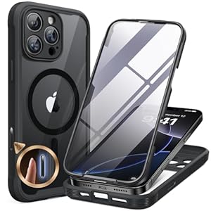 Miracase Magnetic for iPhone 16 Pro Case Full-Body Phone with Built-in Glass Screen Protector, [Compatible with MagSafe] Military Drop Proof 16 Pro Cover Bumper 6.3 inch, Black