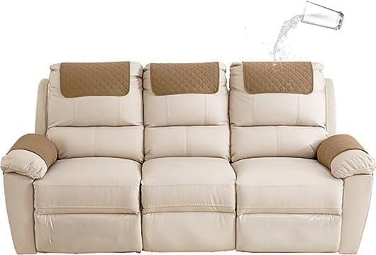 Sofa Armrest Cover Headrest Cover Recliner Chair Arm Cover Sofa Headrest Slipcovers Nonslip Waterproof Armchair Cover For Recliner Couch Protector(Camel,3-Seater Sofa/5-Piece)