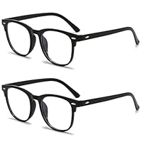 KEYRI 2 Stück Blaulichtfilter Brille Damen, Blaulichtfilter Brille Gaming Blaulichtbrille Rund Brillen Modebrille Blaulichtfilter Brilles Computerbrille Lindert Müdigkeit (Schwarz)