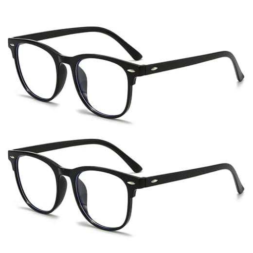 KEYRI 2 Paires Lunettes Anti Lumière Bleue, Lunette Gaming d'Ordinateur Lunettes Transparentes Anti-lumière Bleue pour Hommes et Femmes Léger Blocage Lumière Bleue Lunettes Anti Fatigue (Noir)