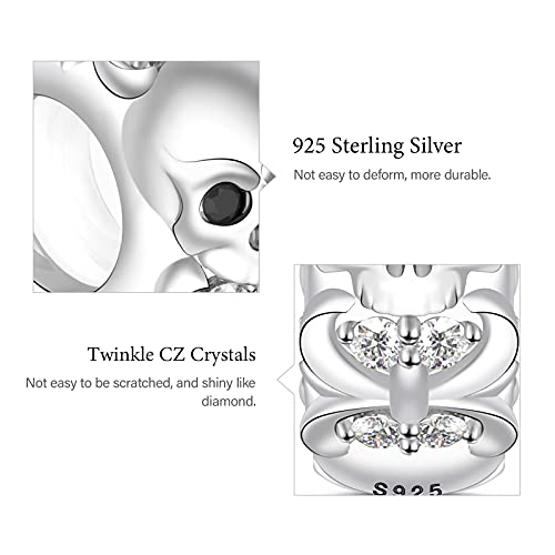Image of GNOCE Skull Charm Bead Silver Pendant Dangle Charms fit Bracelet /Necklace Jewelry Gift for Women Men