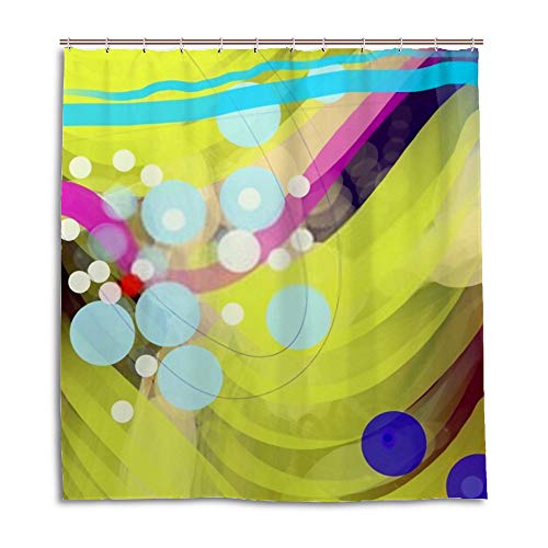 Rideau de douche imperméable anti-éclaboussures en tissu polyester abstrait - 5