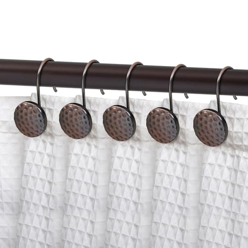 Utopia Alley Shower Rings Hooks, Shower Curtain Rings Hooks for Bathroom, Rust Resistant Shower Curtain Hooks Rings, Set of 12 (Oil Rubbed Bronze)