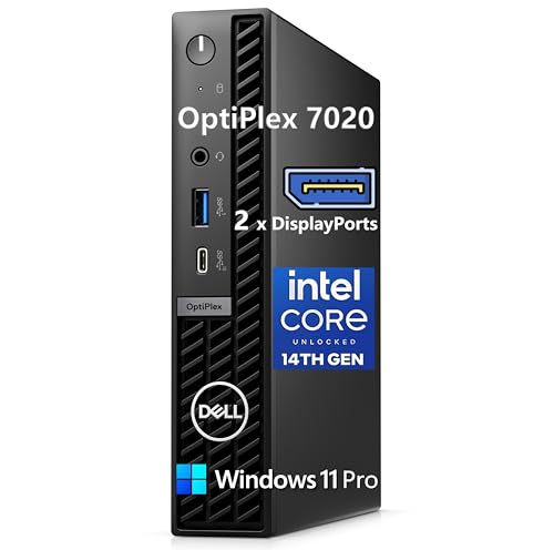 Dell OptiPlex 7020 MFF 7000 Mini Business Desktop Computer 16GB DDR5 RAM 256GB PCIe SSD 14th Gen Intel Core i3-14100T (Beat i5-12400T) WiFi 6E 2 DisplayPorts HDMI Type-C Windows 11 Pro
