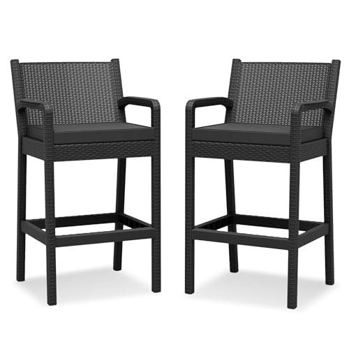 Tabourets de bar de jardin en rotin noir pour oublier les meubles décolorés