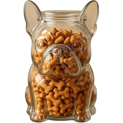 Barattolo per caramelle con bulldog francese, barattolo in vetro con coperchio, grazioso contenitore ermetico per snack, biscotti, cialde di caffè, dolcetti per animali domestici e decorazione per