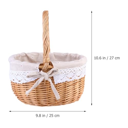 Cesta de mimbre resistente y texturizada para snacks con lino creativo 3
