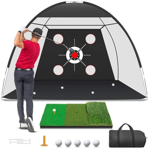 Zensouds Golf Net, 10x7FT with Golf Practice Mat, Hitting Aid Nets for Backyard...